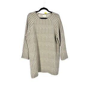 Billy Reid Tan Cream Geometric Jacquard Knit Sweater Dress Made in Italy Medium